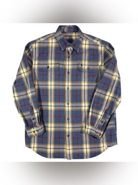 Carhartt Original Fit Blue Plaid Hubbard Classic Flannel Shirt Heavy Twill Large